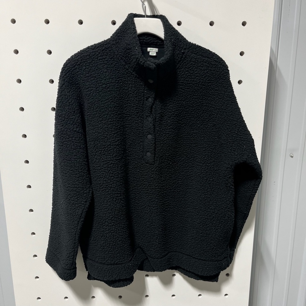 Aerie Quarter Snap Sherpa Pullover Black Size S